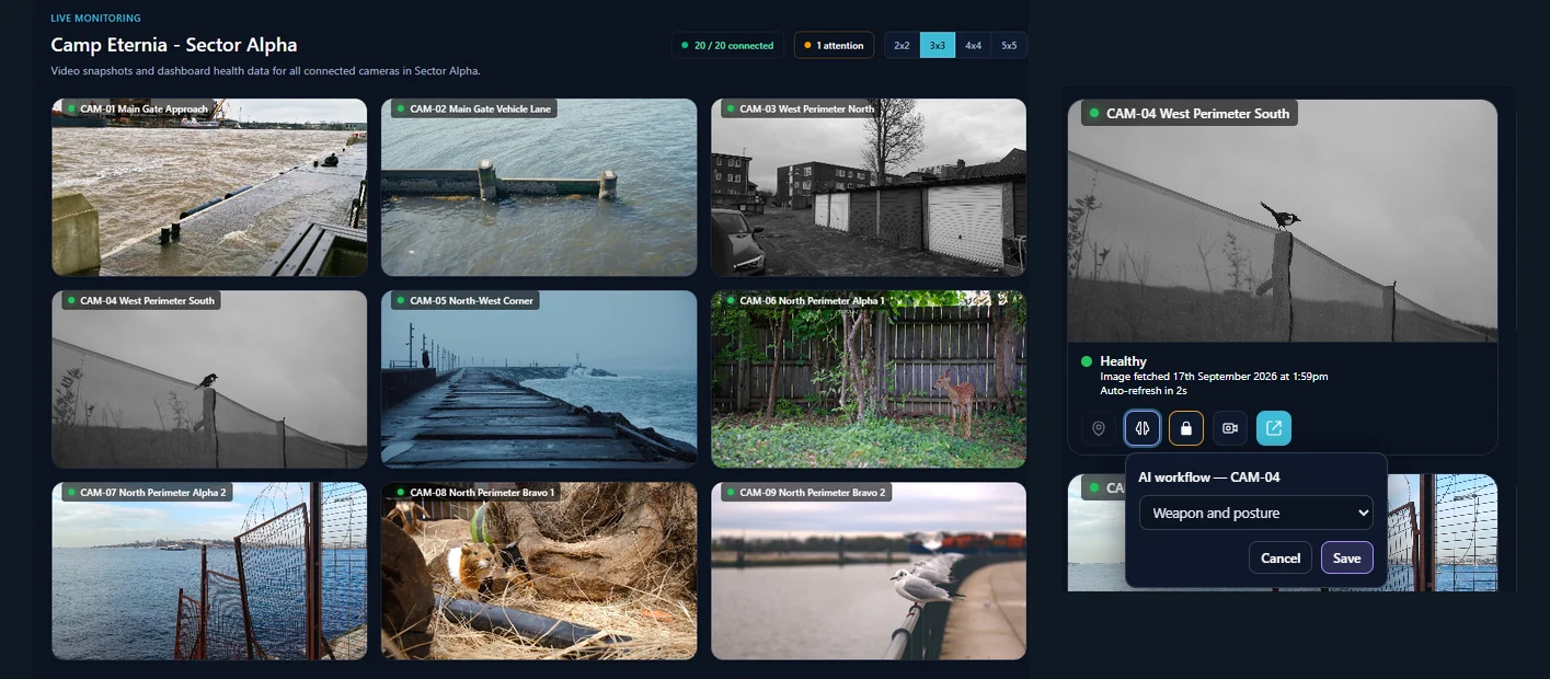 Cognisight: Camera wall and workflow assignment